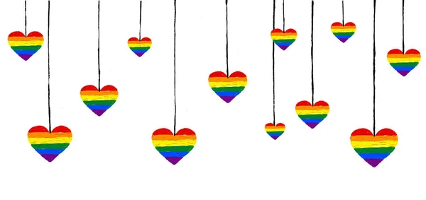 Wisząca Tęczowa Flaga Farba Olejna Pędzel Kształcie Serca Lgbt Pride — Wektor stockowy
