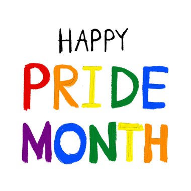 Gökkuşağı mutlu bir gurur ayı metin yağı fırçası boyası. LGBT Gurur Ayı suluboya dokusu konsepti. Vektör illüstrasyonu