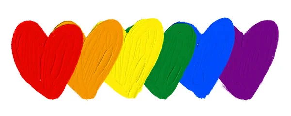 Pintura Pincel Óleo Bandeira Arco Íris Forma Coração Lgbt Orgulho —  Vetores de Stock