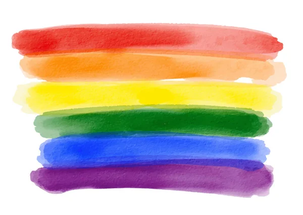 Rainbow Flagga Akvarell Borste Bakgrund Hbtq Pride Månad Textur Koncept — Stock vektor