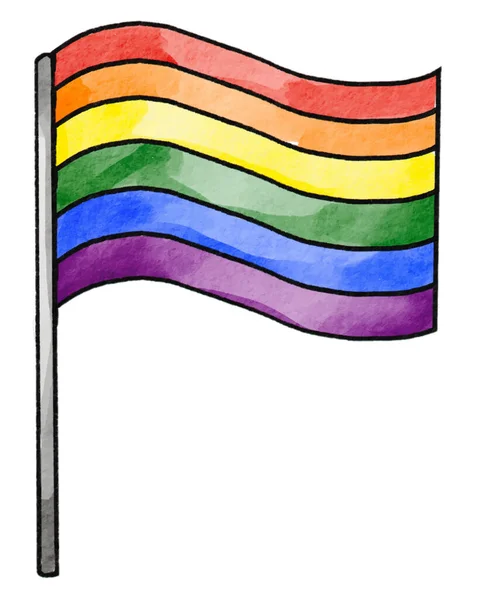 Regenboog Vlag Aquarel Borstel Achtergrond Lgbt Pride Maand Textuur Concept — Stockvector