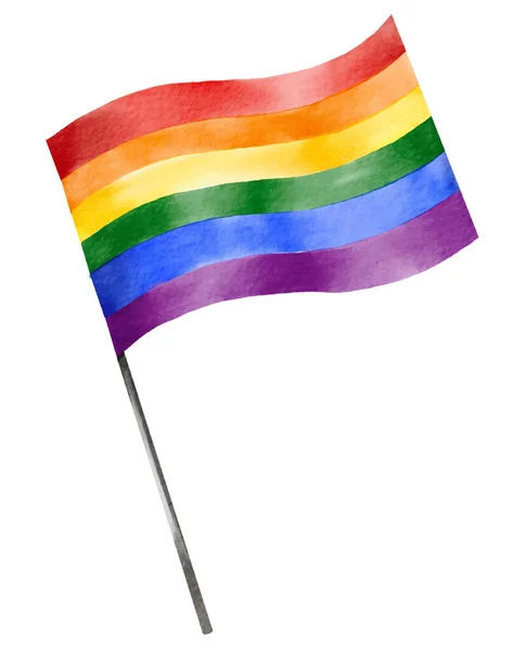 Tęczowa Flaga Tło Pędzla Akwarelowego Lgbt Pride Miesiąc Tekstury Koncepcji — Wektor stockowy