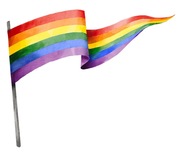 Rainbow Flagga Akvarell Borste Bakgrund Hbtq Pride Månad Textur Koncept — Stock vektor