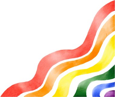 Gökkuşağı bayraklı suluboya fırçası beyaz arkaplanda izole edildi. LGBT Onur Ayı dokusu konsepti. Vektör illüstrasyonu
