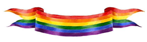 Etykieta Tęczowej Flagi Akwarela Szczotka Izolować Białym Tle Lgbt Pride — Wektor stockowy