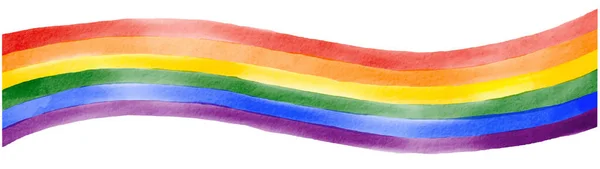 Regnbåge Flagga Akvarell Målning Isolera Vit Bakgrund Hbtq Pride Månadskoncept — Stock vektor
