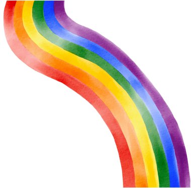 Gökkuşağı bayrağı suluboya resmi beyaz arkaplanda izole edildi. LGBT Gurur Ayı konsepti. Vektör illüstrasyonu