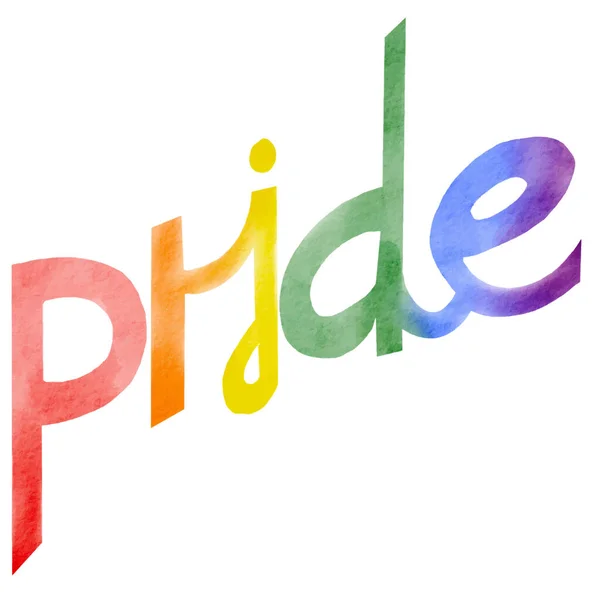 Pride Κείμενο Ουράνιο Τόξο Χρώμα Βούρτσα Απομονωμένο Λευκό Φόντο Λοατ — Διανυσματικό Αρχείο