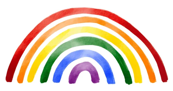 Rainbow Akwarela Malarstwo Izolować Białym Tle Koncepcja Miesiąca Dumy Lgbt — Wektor stockowy