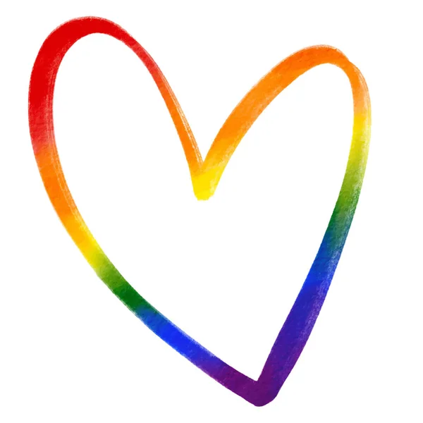 Rainbow Flag Watercolor Brush Style Heart Shape Isolate White Background — Stock Vector