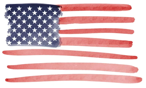 Ręcznie Rysować Usa Flaga Akwarela Pędzel Izolować Farby Białym Tle — Wektor stockowy