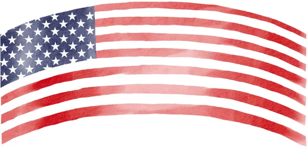 Disegnare Mano Bandiera Usa Vernice Pennello Acquerello Isolare Sfondo Bianco — Vettoriale Stock