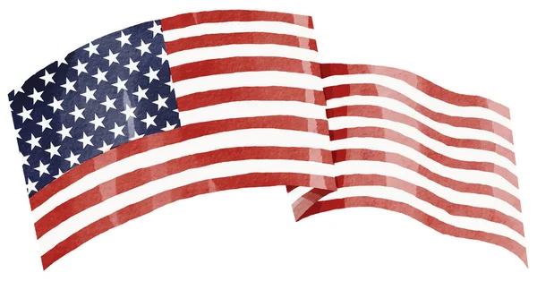 手绘美国国旗水彩刷涂料隔离在白色背景上 矢量说明 — 图库矢量图片