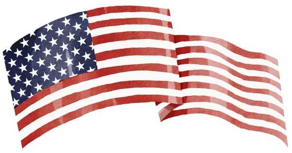 手描きアメリカ国旗水彩ブラシペイントは白い背景に隔離されています ベクターイラスト — ストックベクタ