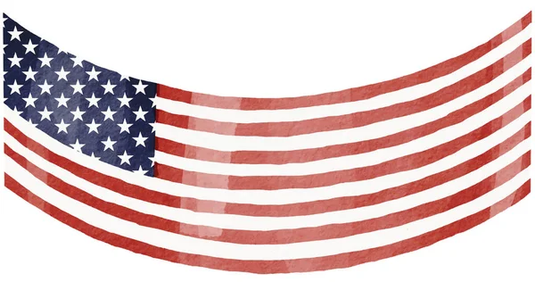 Hand Draw Ηπα Σημαία Υδατογραφία Βούρτσα Απομονώσει Λευκό Φόντο Εικονογράφηση — Διανυσματικό Αρχείο