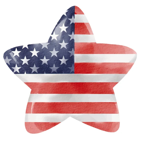 7月4日 在白色背景上手工绘制了美国国旗星形水彩刷涂料隔离图 矢量说明 — 图库矢量图片