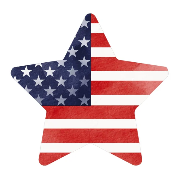 7月4日 在白色背景上手工绘制了美国国旗星形水彩刷涂料隔离图 矢量说明 — 图库矢量图片