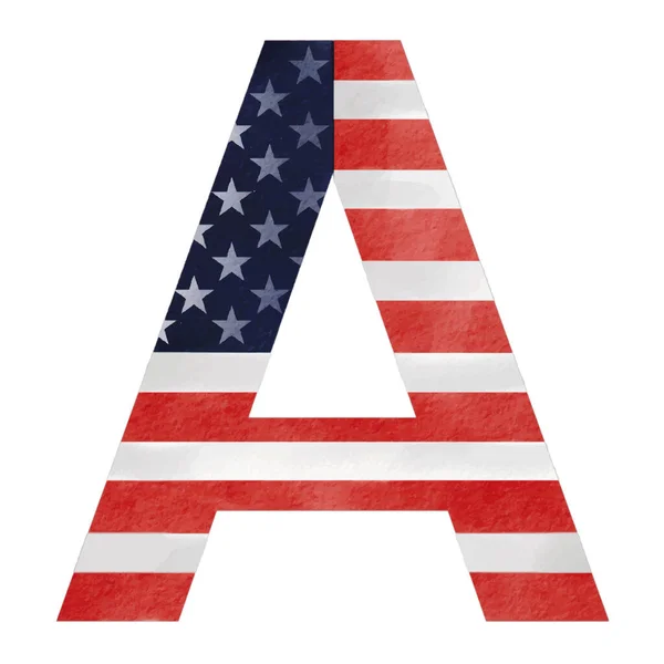 Letter Hand Painted Usa Alphabet Text United States America Flag — стоковый вектор