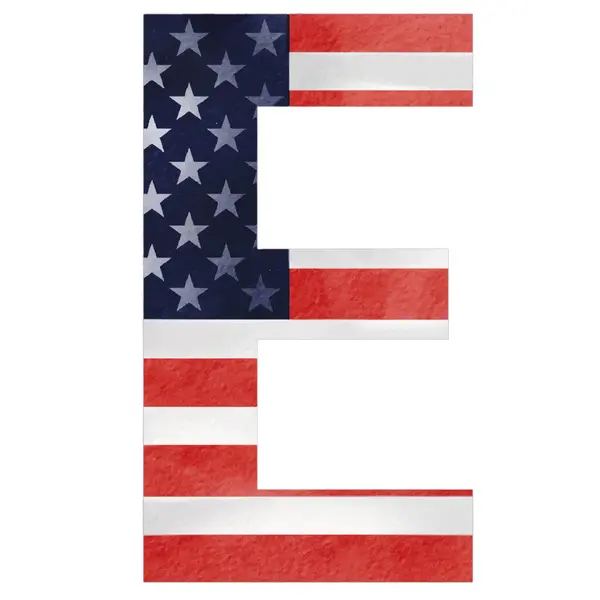 Letra Texto Del Alfabeto Pintado Mano Con Bandera Estados Unidos — Archivo Imágenes Vectoriales