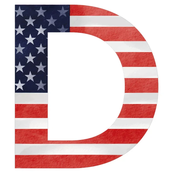 Letra Pintada Mano Texto Del Alfabeto Con Bandera Estados Unidos — Archivo Imágenes Vectoriales