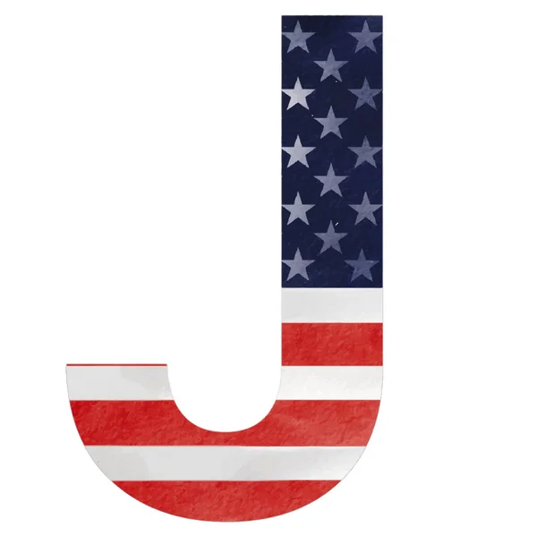 Levél Kézzel Festett Amerikai Ábécé Szöveg Egyesült Államok Zászló Belsejében — Stock Vector