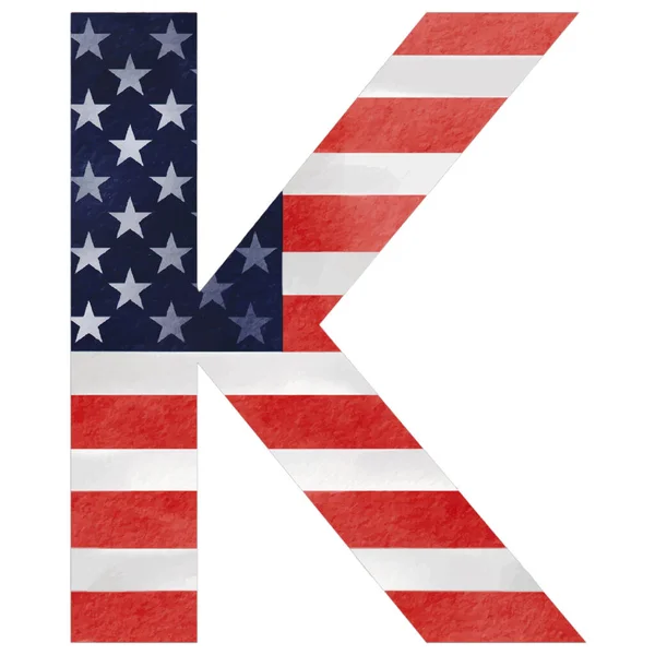 Letra Texto Del Alfabeto Pintado Mano Con Bandera Estados Unidos — Vector de stock
