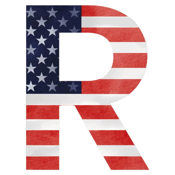 Letra Texto Del Alfabeto Pintado Mano Con Bandera Estados Unidos — Archivo Imágenes Vectoriales