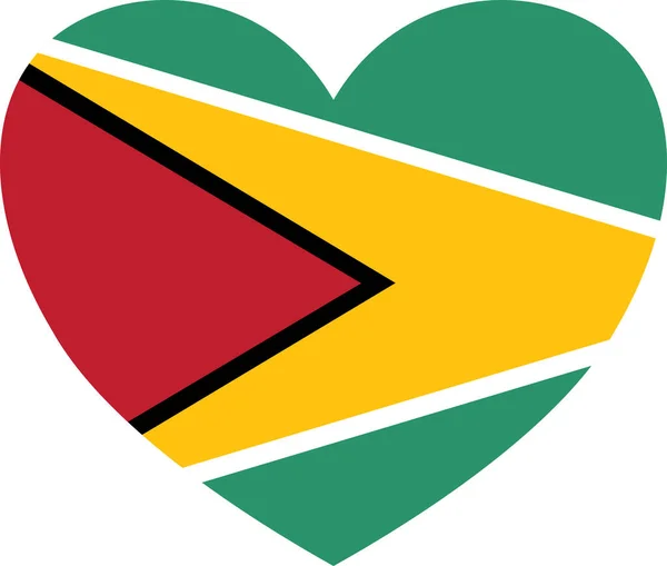 Guyana Zászló Szív Alakú Elszigetelt Átlátszó Háttér — Stock Vector