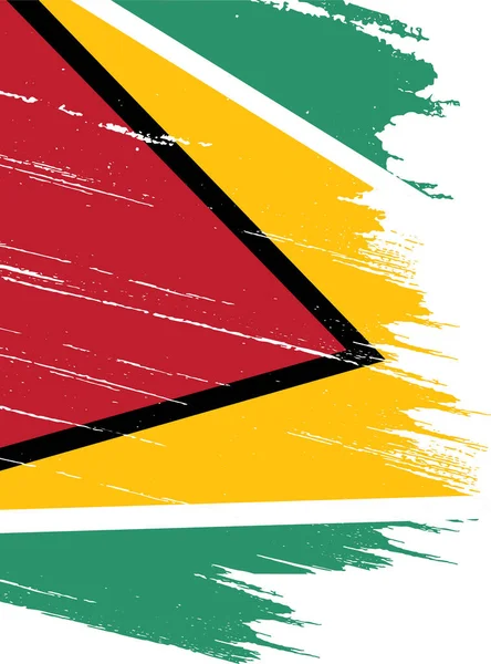 Drapeau Guyana Avec Peinture Pinceau Texturé Isolé Sur Fond Png — Image vectorielle
