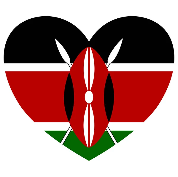 Flaga Kenii Kształcie Serca Odizolowana Przejrzystym Tle — Wektor stockowy