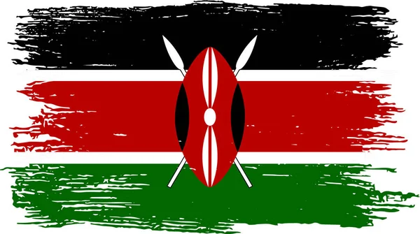 Прапор Кенії Пензлем Текстура Ізольована Png Або Прозорому Фоні — стоковий вектор