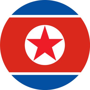 Beyaz arkaplanda Kuzey Kore bayrağı düğmesi