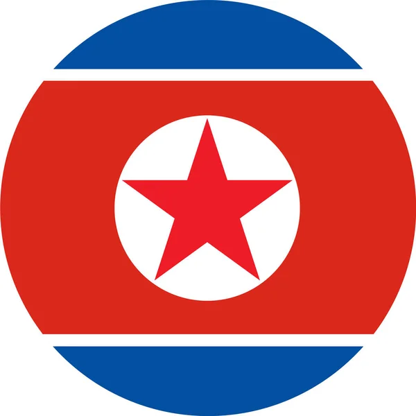 Nordkorea Flagge Knopf Auf Weißem Hintergrund — Stockvektor