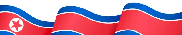 Kuzey Kore Bayrak Dalgası Png Veya Şeffaf Arkaplanda Izole — Stok Vektör