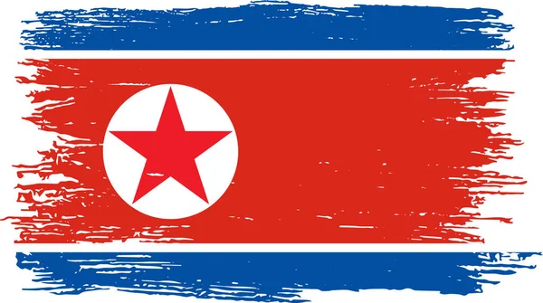 Pngまたは透明な背景に分離されたテクスチャされたブラシペイントの北朝鮮の旗 — ストックベクタ