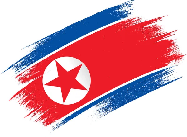 Nordkorea Flagge Mit Pinselfarbe Strukturiert Isoliert Auf Png Oder Transparentem — Stockvektor