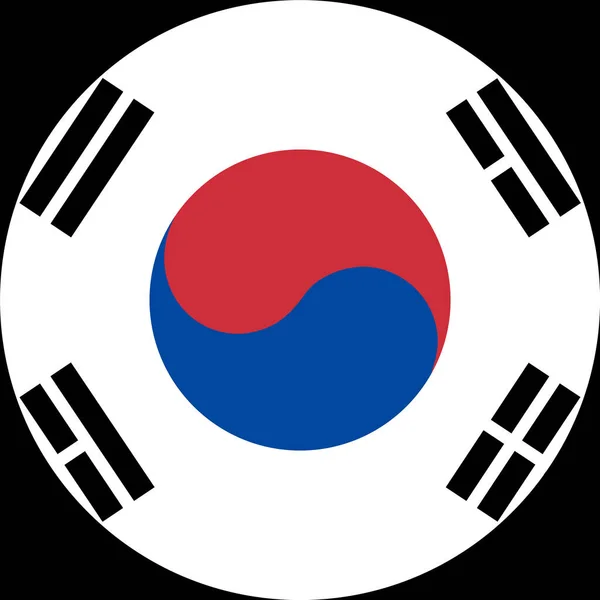 Sydkorea Flagga Knapp Vit Bakgrund — Stock vektor
