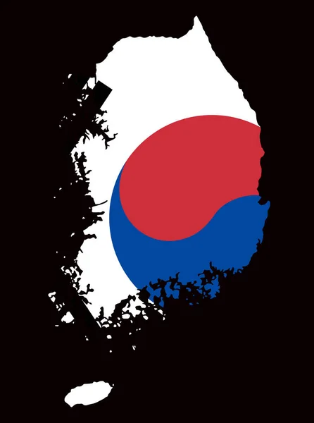Bandiera Corea Del Sud Sulla Mappa Sfondo Trasparente — Vettoriale Stock