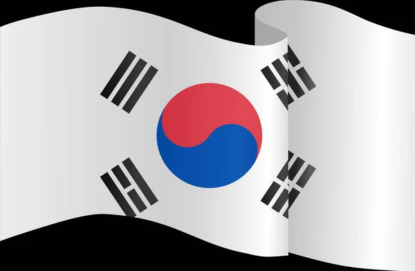 Güney Kore Bayrak Dalgası Png Veya Şeffaf Arkaplanda Izole — Stok Vektör