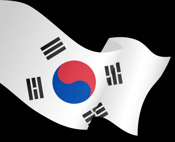 Güney Kore Bayrak Dalgası Png Veya Şeffaf Arkaplanda Izole — Stok Vektör