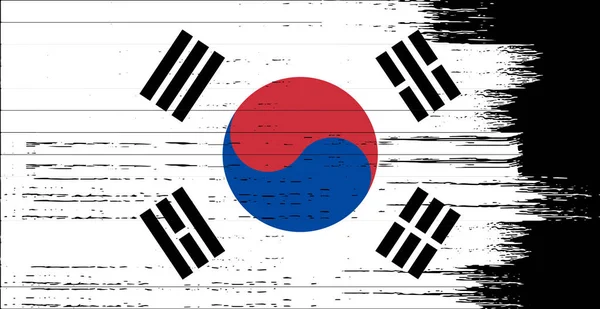 Corea Del Sud Bandiera Con Pennello Vernice Testurizzato Isolato Png — Vettoriale Stock
