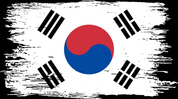 Pngまたは透明な背景に分離されたテクスチャされたブラシのペンキが付いている韓国旗 — ストックベクタ