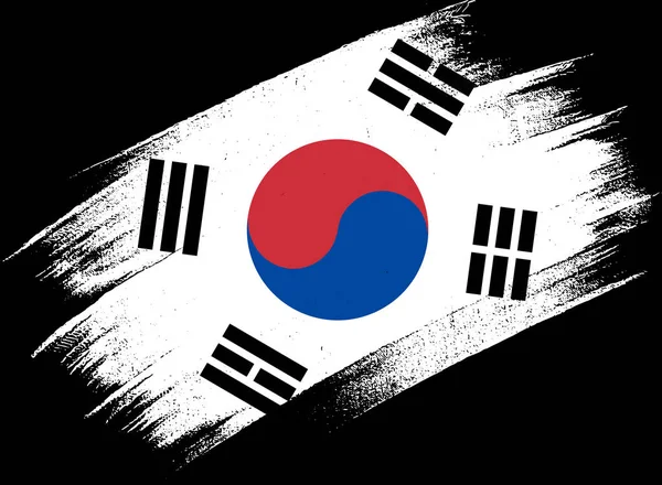 Flaga Korei Południowej Farbą Pędzelkową Teksturowane Izolowane Png Lub Przezroczyste — Wektor stockowy