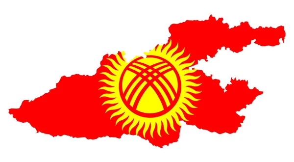 透明な背景の地図上のキルギス国旗 — ストックベクタ