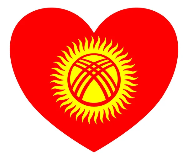Флаг Кыргызстана Форме Сердца Прозрачном Фоне — стоковый вектор