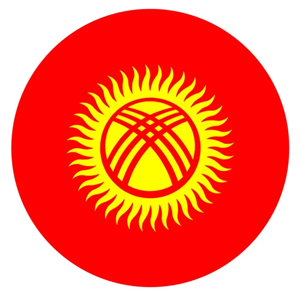 Botón Bandera Kirguistán Sobre Fondo Blanco — Archivo Imágenes Vectoriales