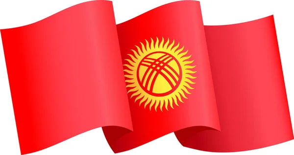 Kirgisistan Flagge Schwenken Isoliert Auf Png Oder Transparentem Hintergrund — Stockvektor