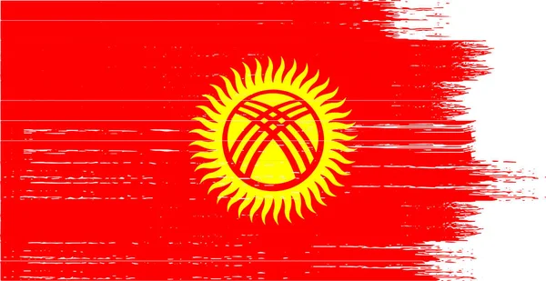Pngまたは透明な背景で分離されたテクスチャされたブラシのペンキが付いているキルギスタンの旗 — ストックベクタ