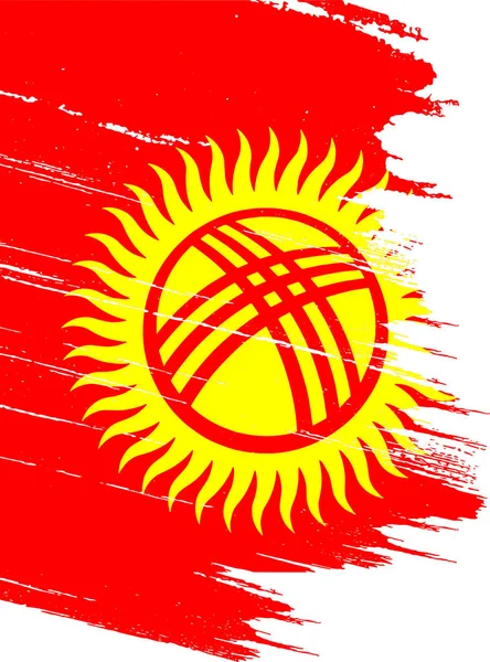 Pngまたは透明な背景で分離されたテクスチャされたブラシのペンキが付いているキルギスタンの旗 — ストックベクタ