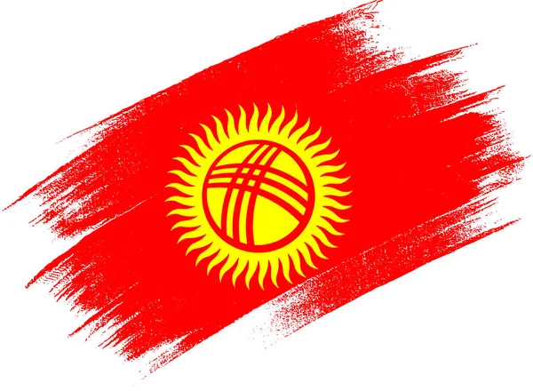 Флаг Кыргызстана Текстурой Кисти Изолированы Png Прозрачный Фон — стоковый вектор
